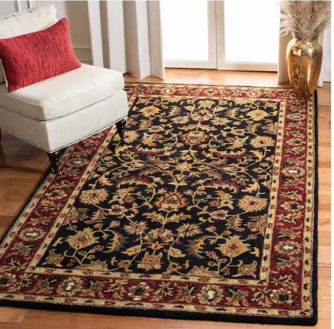 SAFAVIEH Heritage 10 ft. x 10 ft. Square Black/Red Floral Antique Border Area Rug $694