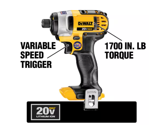 (1006)DEWALT 20V MAX Cordless 1/4 in. Impact Driver (Tool Only) - Image 2