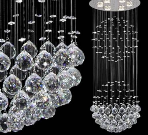 Lot # 2225: Modern Sphere Crystal Chandelier Light - Image 3