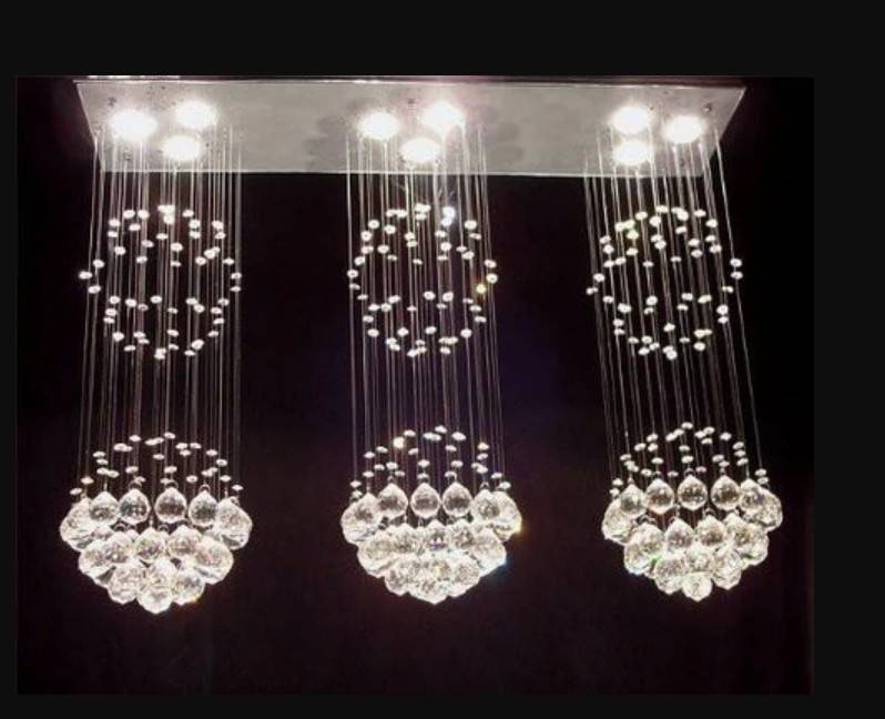 Lot # 2225: Modern Sphere Crystal Chandelier Light