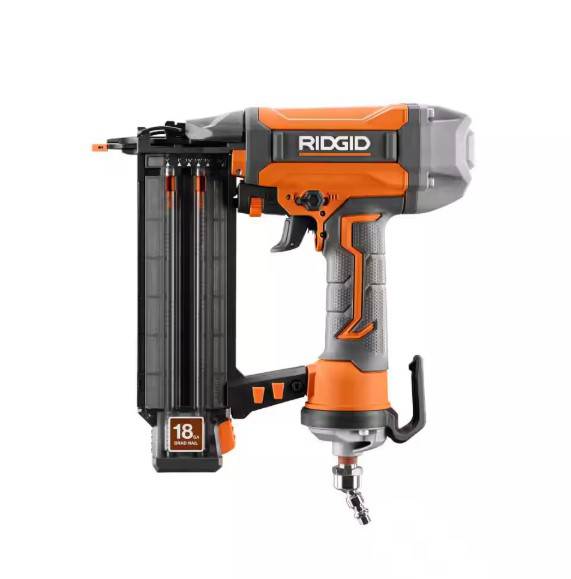 Lot # 2251: (Retail $638) Rigid 15 Amp 10 in. Portable Pro Jobsite Table Saw with Rolling Stand and Pneumatic 18-Gauge 2-1/8 in. Brad Nailer