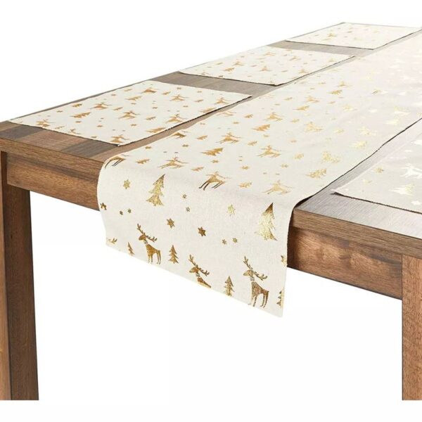 Lot # 2302: (3) Pack of 6 Juvale Placemats with Table Runner, Christmas Gold Foil - Image 8