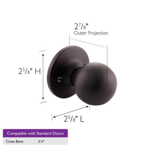 Lot # 2363: Schlage Plymouth Matte Black Dummy Door Knob - Image 2
