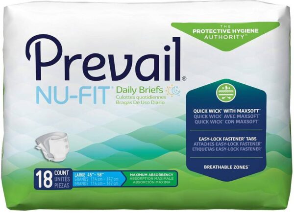 Lot # 2432: Prevail Nu-Fit Daily Briefs 18-Count, Size Large