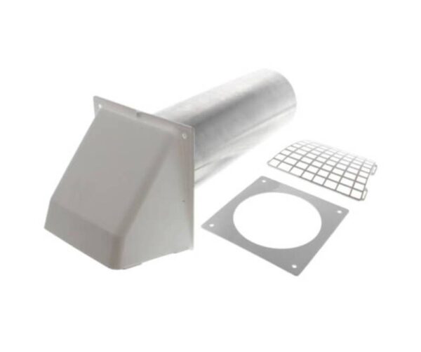 Lot # 2546-2548: White Plastic Preferred Hood Wall Vent with Tail Pipe, 4″, new