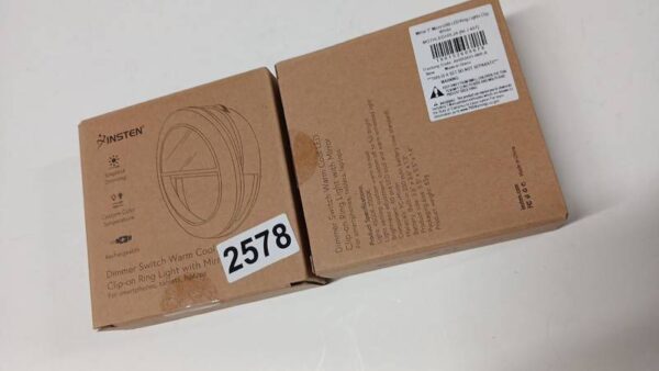 Lot # 2578: Pack of 2 Insten 3″ Mini LED Selfie Ring Light with Mirror and Clip, Dimmable, 36 Beads - Image 3
