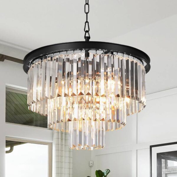 Lot # 2614: (Retail $297.00) 3-Tier 8 Lights Modern Contemporary Crystal Chandeliers Lights