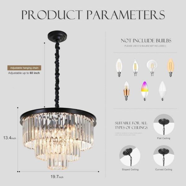 Lot # 2614: (Retail $297.00) 3-Tier 8 Lights Modern Contemporary Crystal Chandeliers Lights - Image 4