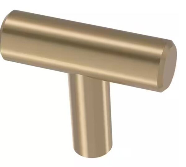 Lot # 2651: Pack of 5 Steel Bar 1-5/8 in. (41 mm) Modern Champagne Bronze Cabinet T-Knob