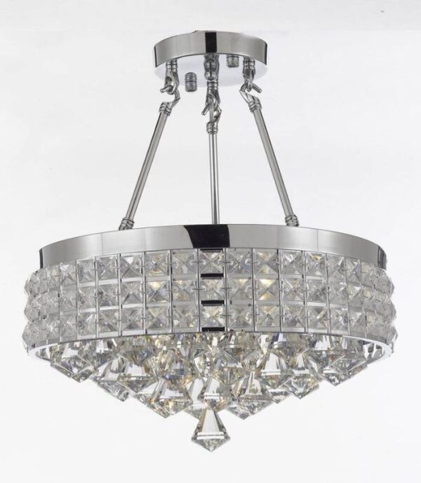 Lot # 2663: GSPN Semi-Flush Mount French Empire Crystal Chandelier, Chrome